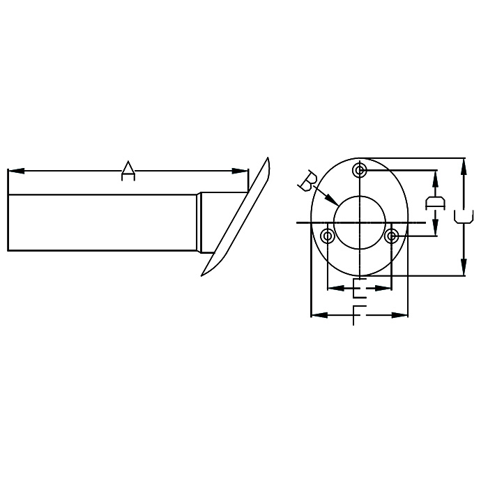 Stainless Steel Rod Holder with Black Liner and Cap, 30 Degrees