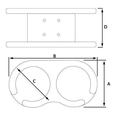 White Nylon Rail-Mounted Double Drink Holder For Horizontal Or Vertical Rail 