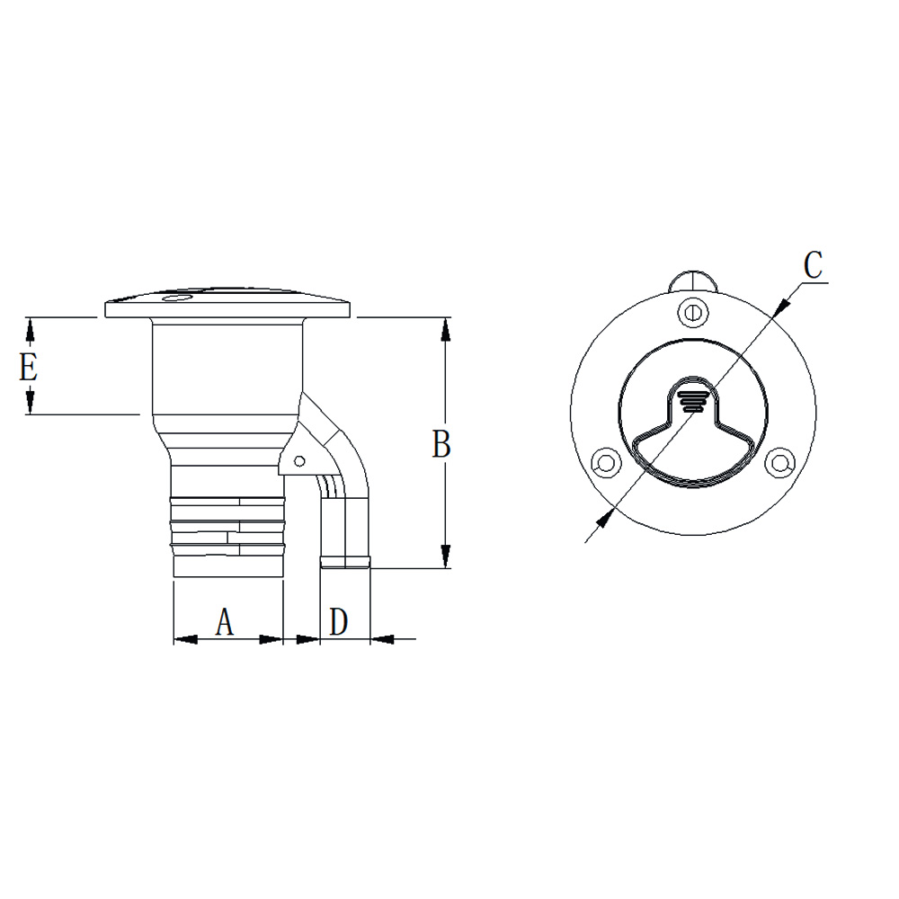 EPA Compliant Vented Straight 1/4 Turn Diesel Deck Fill