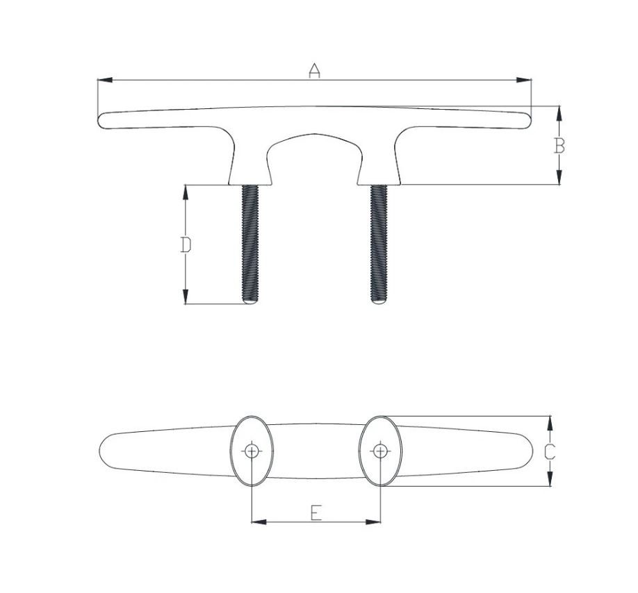 316 Stainless Steel Studded Contemporary Arch Cleat, 12