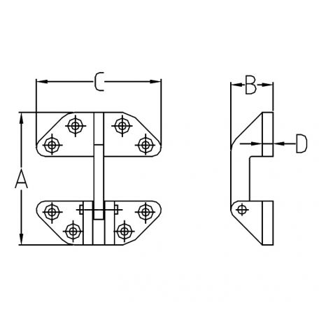 Long Reach Stainless Hatch Hinge (Pair)