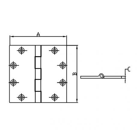 Stainless Flush Mount Butt Hinge, 4