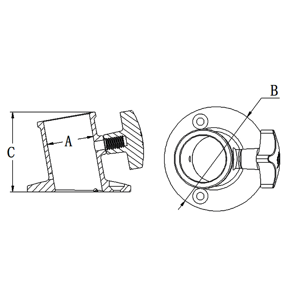 Stainless Steel Flagpole Socket Top Mount with Knob