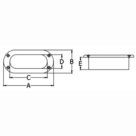Stainless Oval Hawse Pipe, 3-3/4 x 1-1/2