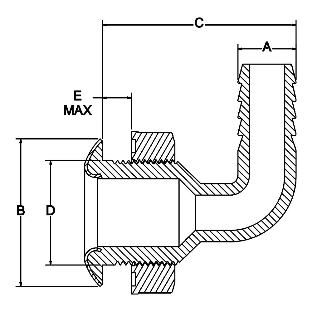 Stainless/Nylon 90 Degree Thru-Hull