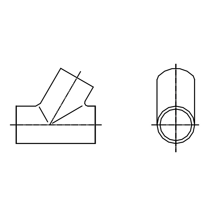 Stainless Steel Angled Handrail Tee