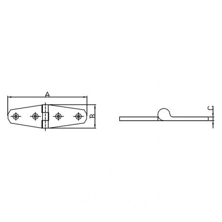 Stainless Flush Mount Strap Hinge, 5-5/8