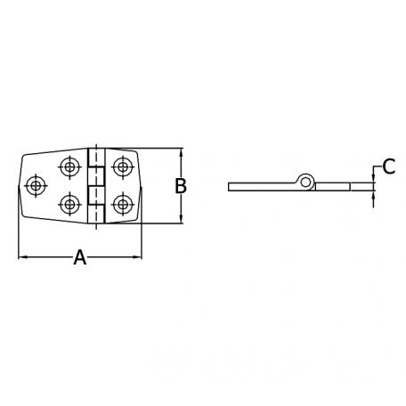 Stainless Short Side Door Hinge, 2-1/4” x 1-7/16” (Pair)