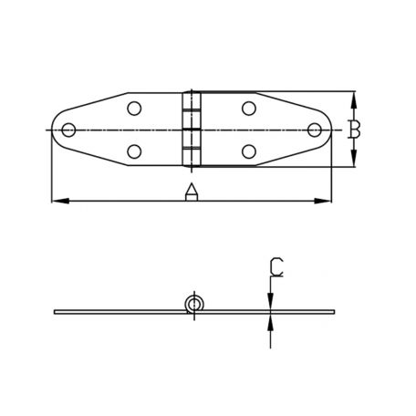 Stainless Flush Mount Strap Hinge (Contoured)