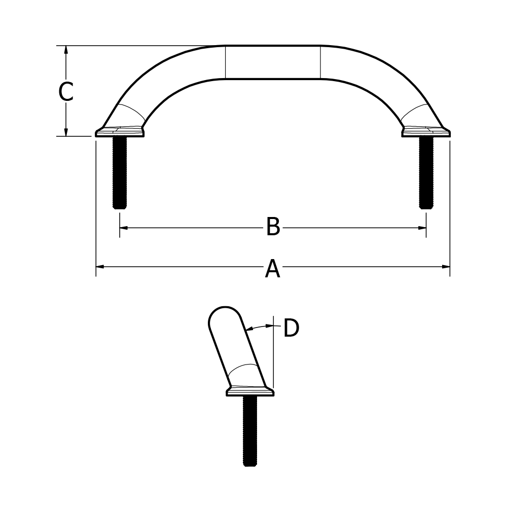 Angled Grab Rail Stud Mounted 9-1/4
