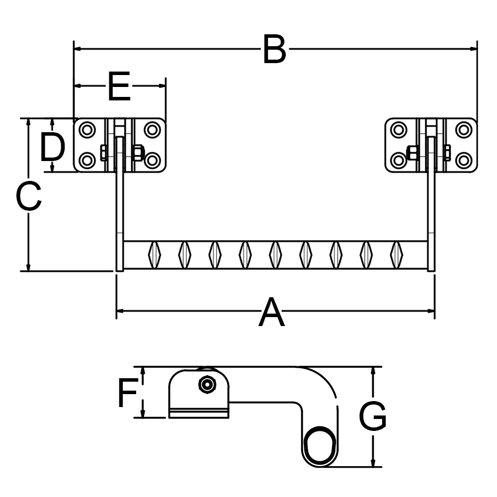 316 Stainless Steel Top Mounted Folding, Grab Rail 10