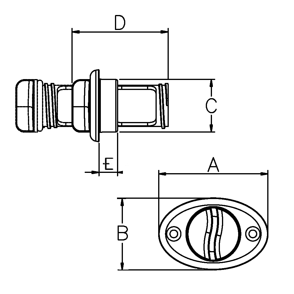 Stainless Captive Garboard Drain Plug, Oval