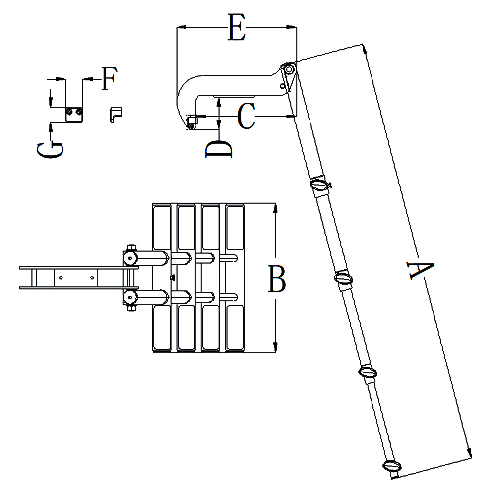 304 Stainless Steel Telescoping Dive Door Ladder With Mount Blocks