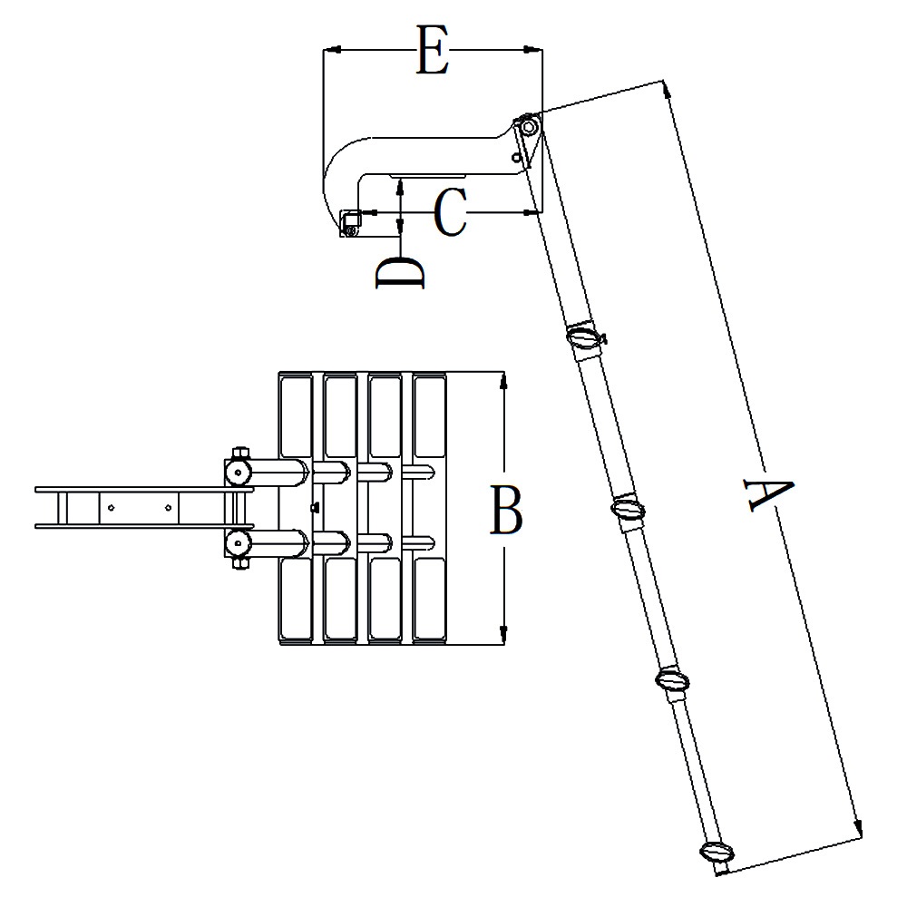 304 Stainless Steel Telescoping Dive Door Ladder with Wide Mount Block