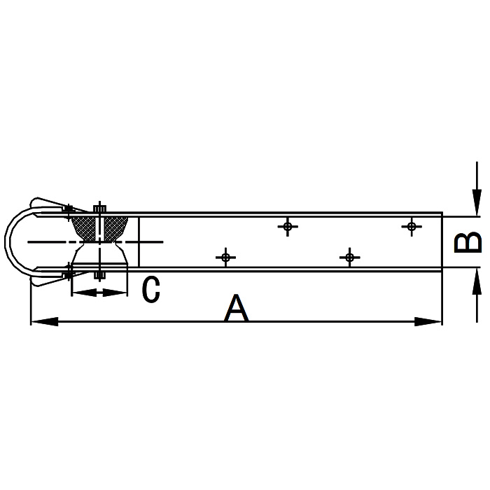 Narrow Satin Finish Universal Bow Anchor Roller, 19-7/8