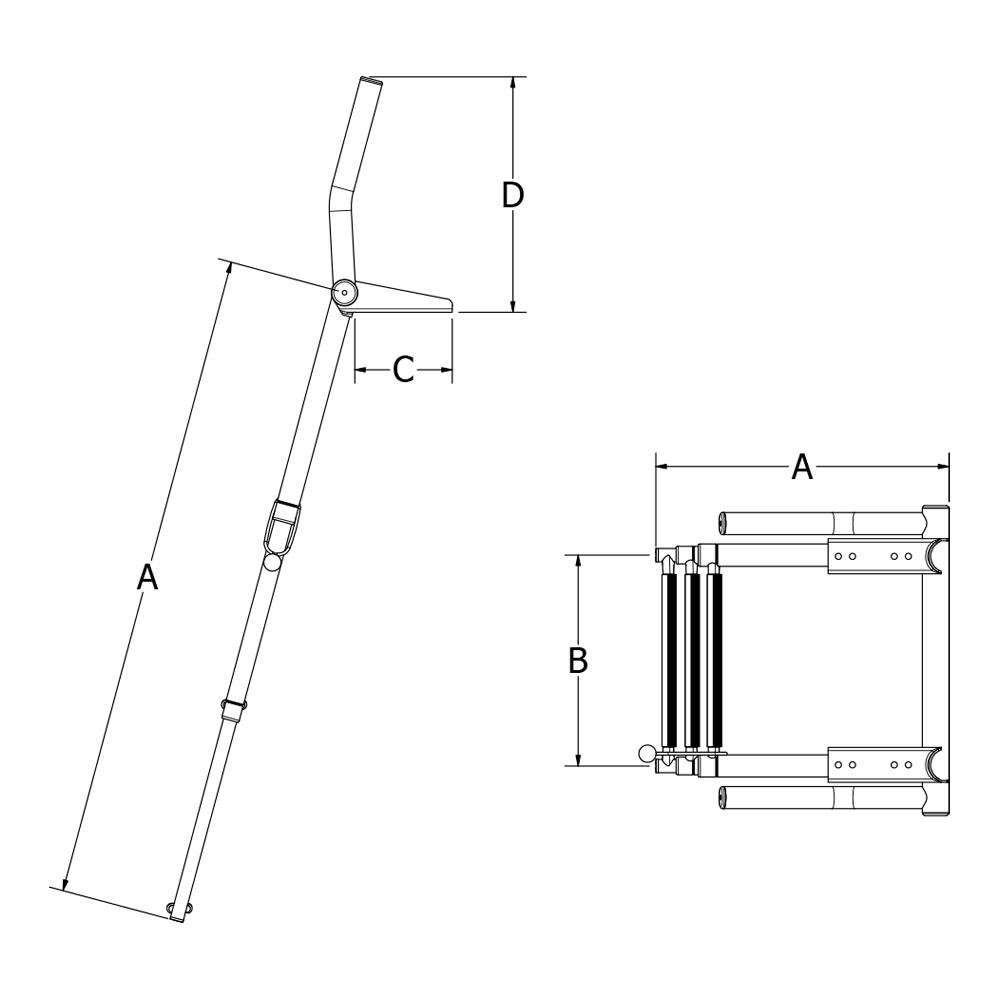  Stainless Steel Telescoping Over Platform Ladder with Fold Out Grab Rail, 3 Step