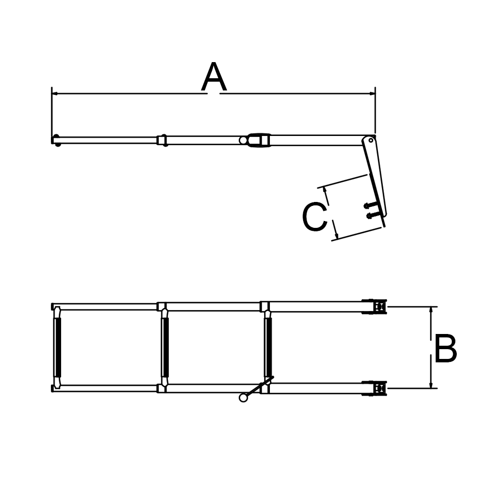 304 Stainless Steel Sliding Gudgeon Over Platform Telescoping Ladder, 3 Step