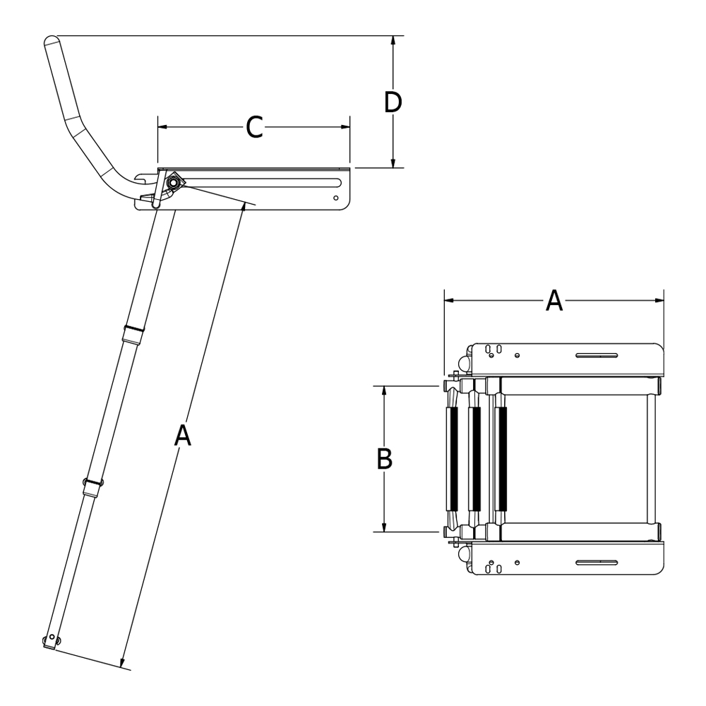 Stainless Steel Wide Mount Under Platform Ladder with Grab Handles