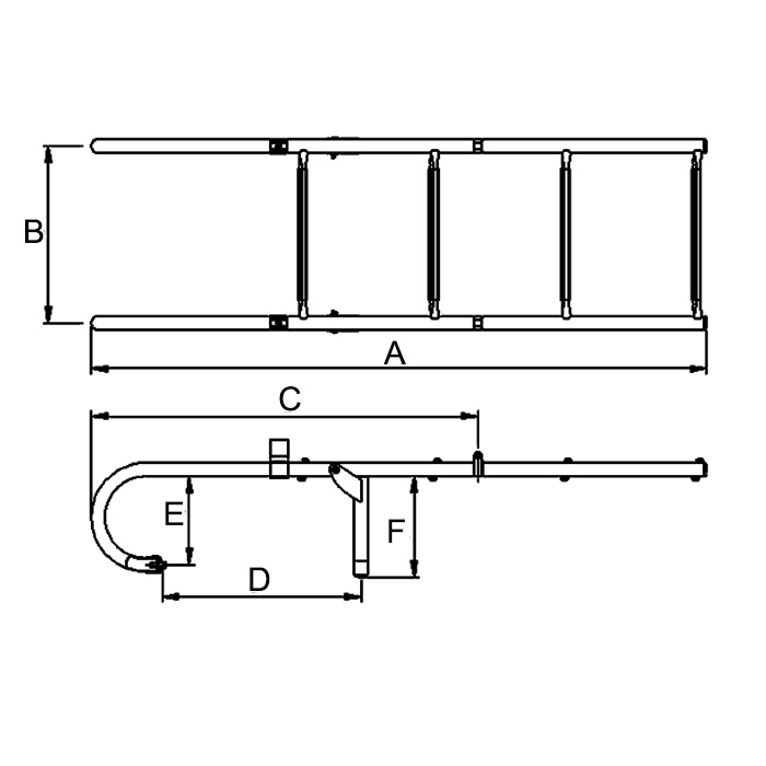 304 Stainless Steel Folding Gunwale-Mounted Removable Ladder, Stows Flat