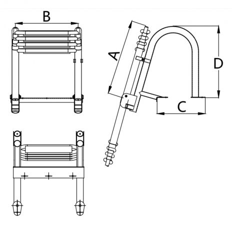 Stainless Folding Rear Entry Pontoon Boat Ladder 