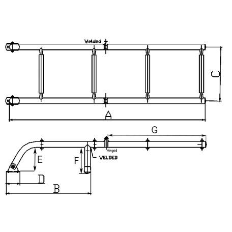 Boat Transom Ladder Fold Up - 4-Step