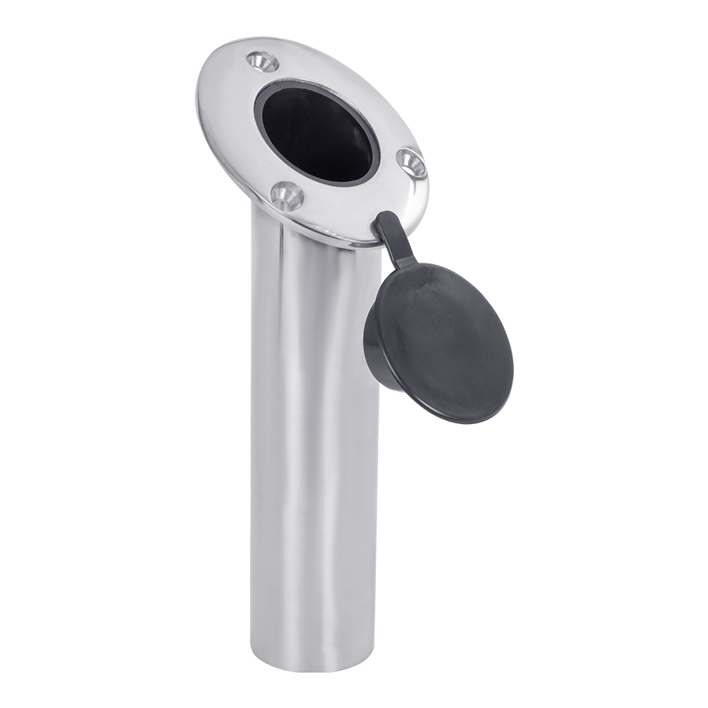 Stainless Steel Rod Holder with Black Liner and Cap, 30 Degrees