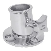 Stainless Steel Flagpole Socket Top Mount with Knob 1-1/4"