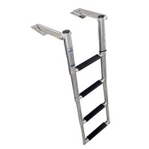 Stainless Steel Fold Out Over Platform Telescoping Ladder, 4 Step