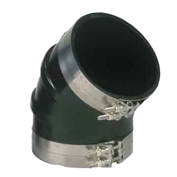 Trident Marine 6&quot; ID 45-Degree EPDM Black Rubber Molded Wet Exhaust Elbow w/4 T-Bolt Clamps