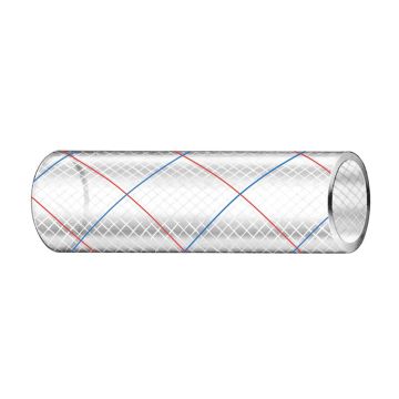 Trident Marine 5/8&quot; x 50' Clear Reinforced PVC Hose Tubing Red &amp; Blue Tracer