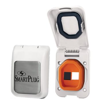 SmartPlug Data Port Case/Inlet Only - White Cover w/One Blank Plug &amp; One Open Port