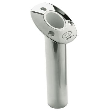 C.E. Smith Flush Mount Rod Holder - 30 Degree &amp; 9&quot; Depth - Stainless Steel - Cast Bottom - White Vinyl Liner