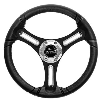 Schmitt Marine Torcello 14&quot; Wheel - 03 Series - Polyurethane Wheel w/Chrome Spoke Inserts &amp; Cap - Black Brushed Spokes - 3/4&quot; - Retail Packaging