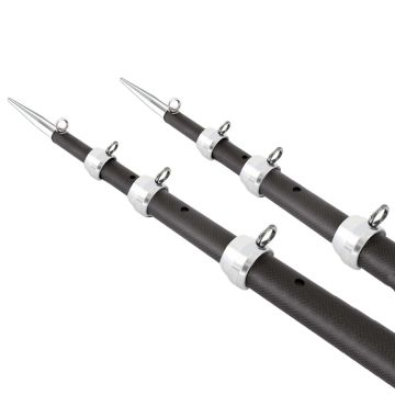 Tigress 15' XD 3K Carbon Fiber Telescoping Outrigger Poles - Matte Black/Silver - Pair