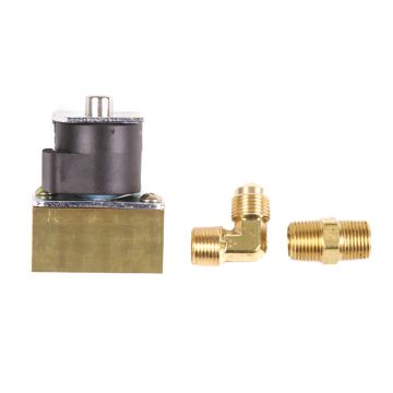 Trident Marine 12VDC Low-Pressure Brass Solenoid Shut-Off Valve 3/8&quot; Female Ports &amp; 2 Brass Connection Fittings