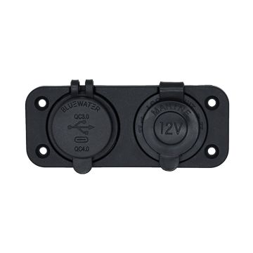 Bluewater Dual USB/USB-C 12V Combo Receptacle w/Plate