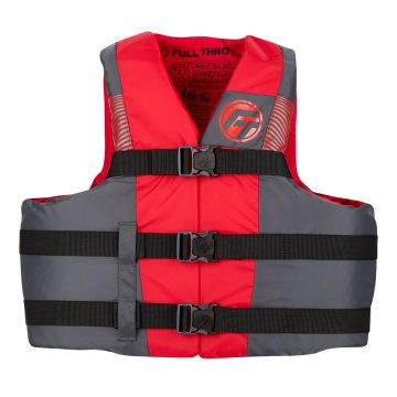 Full Throttle Adult Nylon Life Jacket - S/M - Black/Red