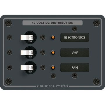 Blue Sea 8025 DC 3 Position Breaker Panel - White Switches