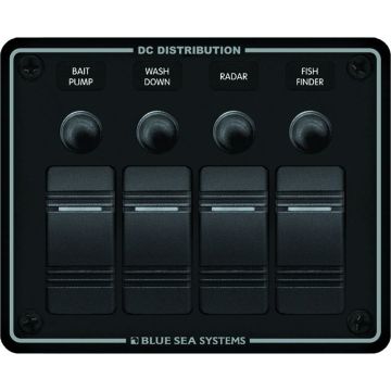 Blue Sea 8372 Water Resistant 4 Position - Black - Horizontal Mount Panel