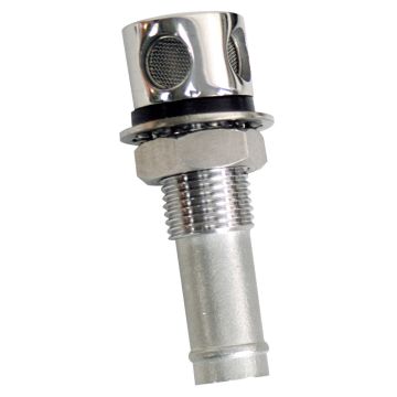 Whitecap Fuel Vent - Round Head, Straight, 9/16&quot; Chrome Brass