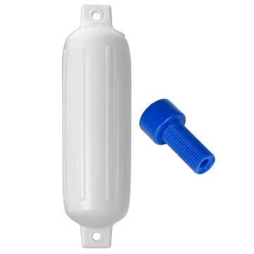 Polyform G-3 Twin Eye Fender 5.5&quot; x 19&quot; - White w/Adapter