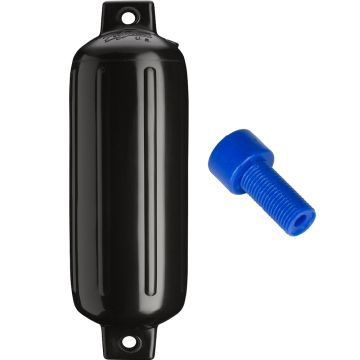 Polyform G-4 Twin Eye Fender 6.5&quot; x 22&quot; - Black w/Adapter