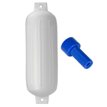 Polyform G-5 Twin Eye Fender 8.8&quot; x 26.8&quot; - White w/Adapter