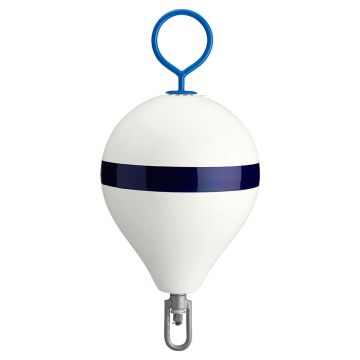 Polyform 13.5&quot; CM Mooring Buoy w/Galvanized Iron - White Blue Stripe