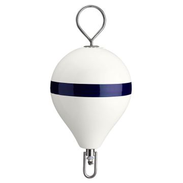 Polyform 13.5&quot; CM Mooring Buoy w/SS Iron - White Blue Stripe