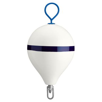 Polyform 17&quot; CM Mooring Buoy w/Galvanized Iron - White Blue Stripe