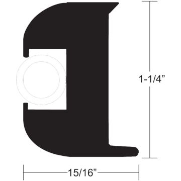 TACO Flex Vinyl Rub Rail Kit - Black w/White Insert - 50' - 1-1/4&quot; x 15/16&quot;