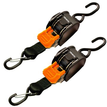 CargoBuckle Mini G3 Retractable Tie-Down w/ Dual S-Hooks 1&quot; x 72&quot; - Pair