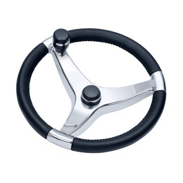 Schmitt Marine Evo Pro 316 Cast Stainless Steel Steering Wheel w/Control Knob - 13.5&quot; Diameter