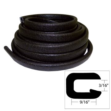 TACO Flexible Vinyl Trim - 5/32&quot; Opening x 9/16&quot;W x 25'L - Black